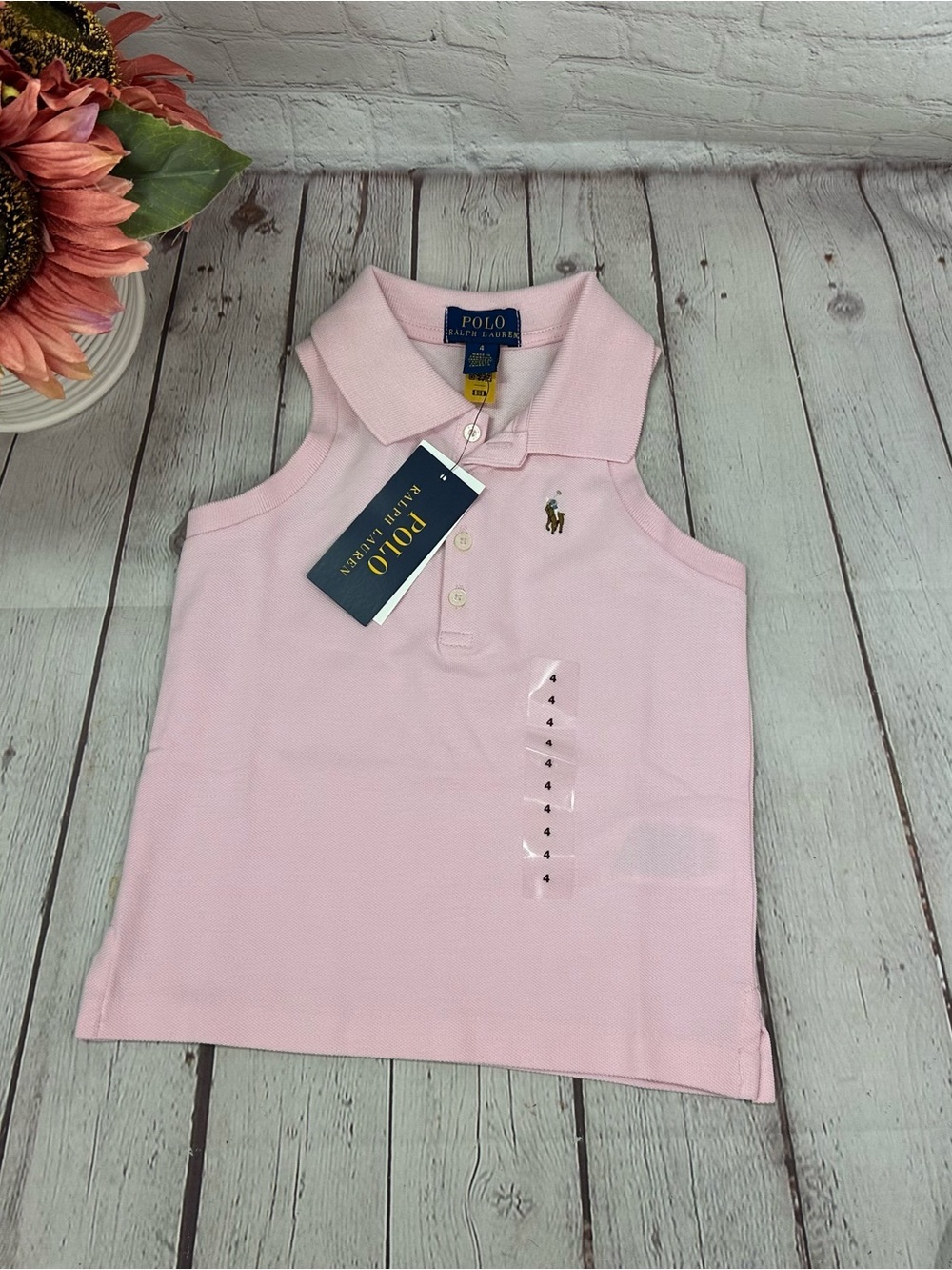 NWT Polo Ralph Lauren Pink Sleeveless Polo Tank Top Girls 4 preppy summer pastel